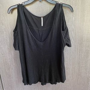 Free People Off-the-Shoulder Black Tee